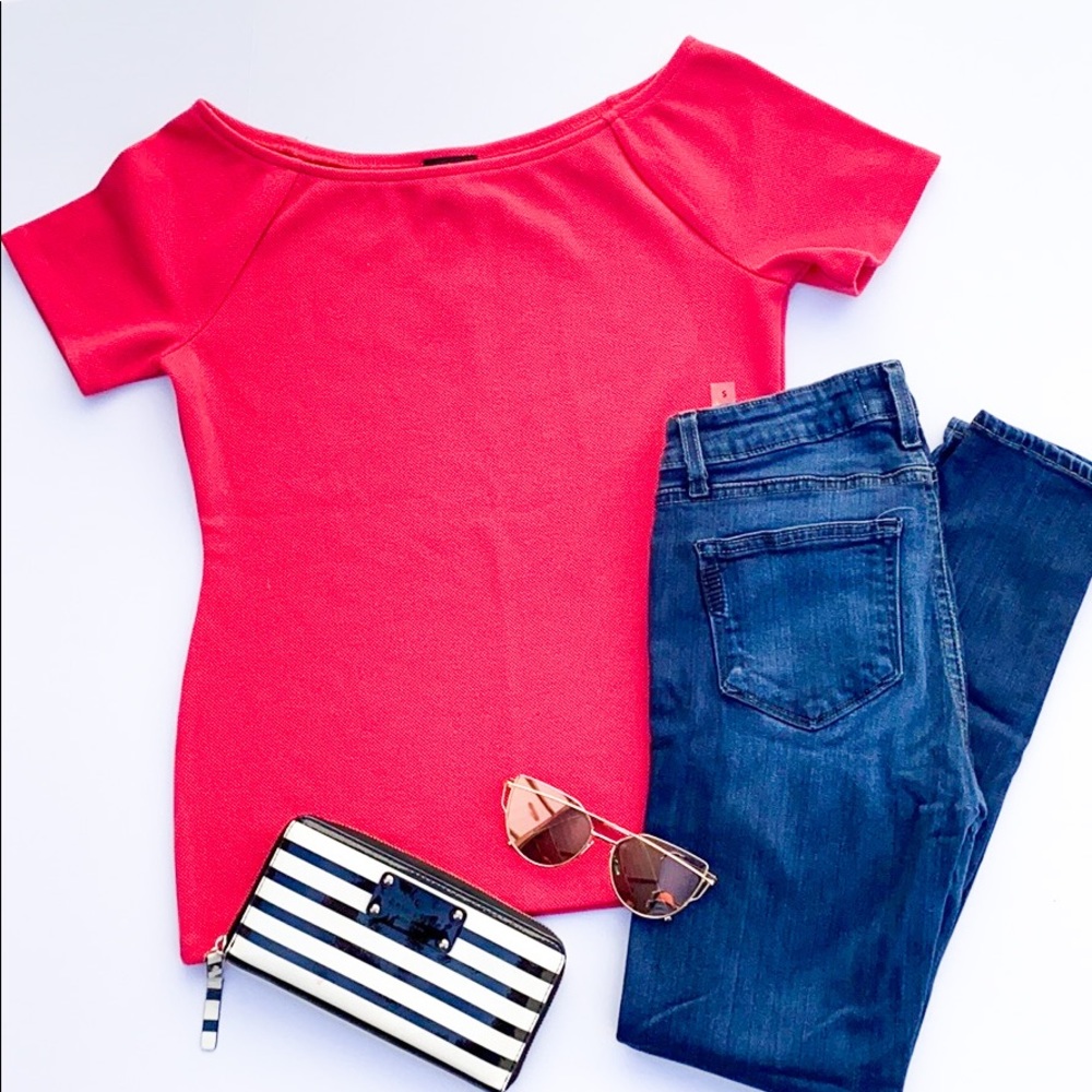 Ann Taylor Off the Shoulder Pink Top - Small